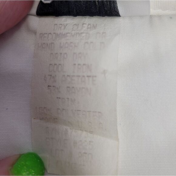 VINTAGE 90s black and white polka dot long sleeve button up tie crop top S - Picture 5 of 8